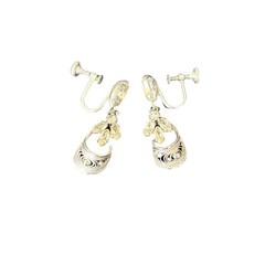Espo Vintage Sterling Silver Flex 9mm Rhinestone Screw On Earrings 4.7 Grams