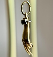 Antique Vintage 14K Gold Platinum Palladium Hand Pendant w Diamond Sapphire Ruby