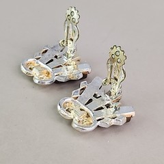 Vintage Necklace Clip On Earrings Set Brown Logs Gold Tone SHORT 13″