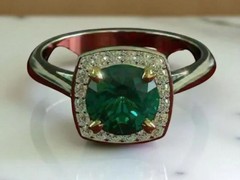 Art Deco 2.80 Ct Natural Emerald Vintage Engagement Ring 925 Sterling Silver