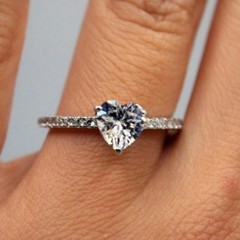 Moissanite Heart Engagement Ring Gemstone Hidden Halo CZ Sterling Silver 6 NWT