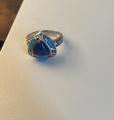 Vintage Silver 925 CRZ Lapiz & Turquoise Ring