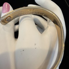Vintage 24K Electroplated Bangle Cuff Bracelet mark L/XL 6” Before Opening AS IS