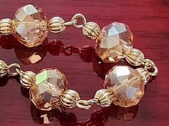 Signed 2028 NWT Faceted Crystal Beaded Necklace Champagne Gold Tone 16″-19″ Inch
