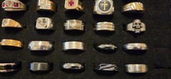 Vintage Mod Ring Lot Of 41.mens.14 Signed Avon ETA stainless Steel RSC