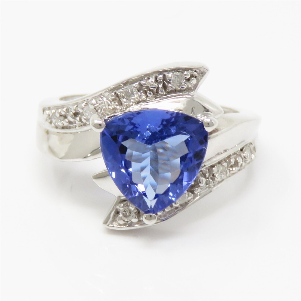 NYJEWEL 14k White Gold 2ct Tanzanite Diamond Ring Signed JCR
