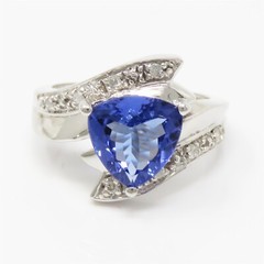 NYJEWEL 14k White Gold 2ct Tanzanite Diamond Ring Signed JCR