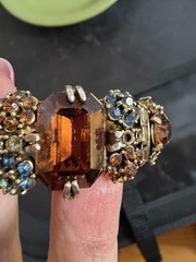 Hollycraft rhinestone bracelet Clamper Bangle Hinged 1950s Unique
