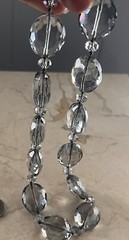 Beautiful Vintage Faceted Gray Glass & Crystal 24MM Beaded Statement Necklace