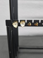 Vtg Mixed Costume Earring Lot 6 Pairs Retro Gold Bronze Matte Heart Dangle Stud