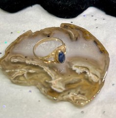 Vintage 925 Sterling Silver Blue Tourmaline Stone Size 8