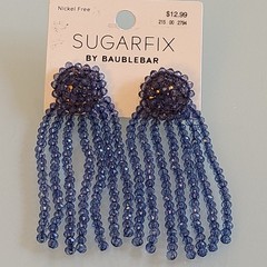 Sugarfix by BaubleBar Beaded Fringe Earrings Slate Blue 3.25″ Drop Dangle State
