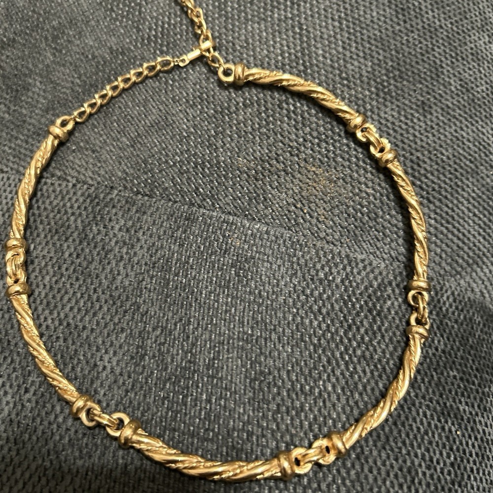 Vintage Gold Knot Hinged Link Rope Nevklace