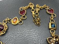 Vtg Jose & Maria Barrera Byzantine Revival Rhinestone Drop Pendant Necklace 25”