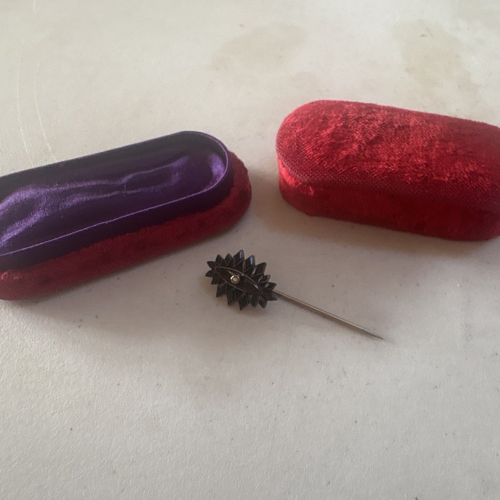 Victorian-era, Stick Pin; Silver Tone w/ Custom Red Velvet Case