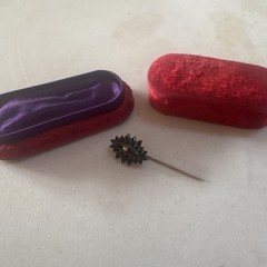 Victorian-era, Stick Pin; Silver Tone w/ Custom Red Velvet Case