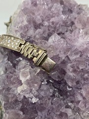 Vintage Sterling Silver Pave Crystal Link Bracelet 8.5″