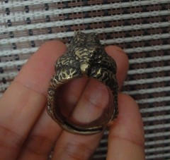 Vintage Style Solid Brass Frog Ring Tiger Stripe Design (20MM) US 10
