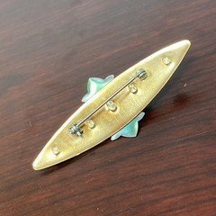 Vtg Victorian Style Art Nouveau Brooch Copper Turquoise Aqua Purple Rhinestone
