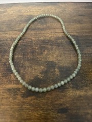 Vintage Light Green Prehnite Beaded Strand Necklace Round Gemstone 20 Inch