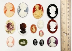 15 Vintage Assorted Resin Acrylic Cameos – DIY Jewelry Making & Repair Craft C80