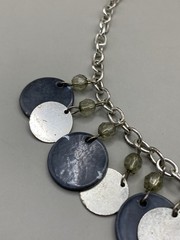 Vintage Boho Chic Silver Tone Medallion Blue Bead Necklace