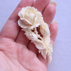 Antique Vintage Carved Cow Bone Rose Brooch Flowers – NO TARIFF
