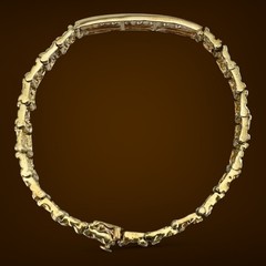 Vintage 14K Gold Nugget Style Link Bracelet 0.49ct Diamond Bar Unisex, 7″ 18.4g