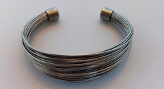 Vintage Silvertone Structured Wire Cuff Bracelet 6.75-7 in + some give