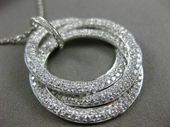 ESTATE LARGE 2.46CT DIAMOND 18KT WHITE GOLD 3D INTERTWINING MULTI CIRCLE PENDANT