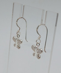 VTG 925 MOP Butterfly Earrings 1in Drop Sterling Silver Mother of Pearl Inlay