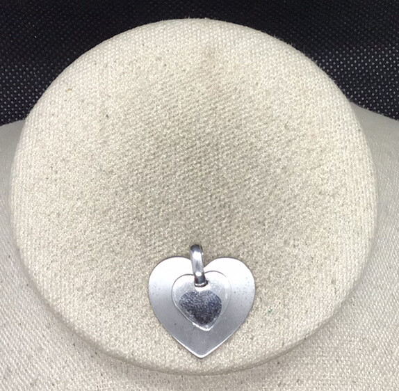 Vintage Sterling Silver 925 Double Heart Pendant S595