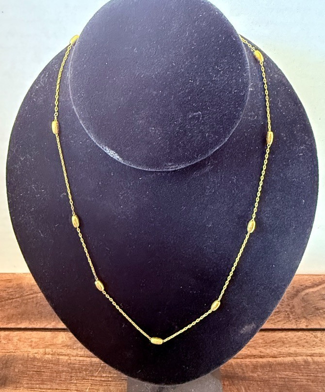 Napier Gold Tone Station Necklace Beaded Chain Minimalist 14–15 Inch