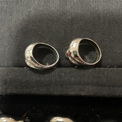 Lot Of 12 VTG NOS Silver Plate Skull Rings Red Eyes Assorted Sizes