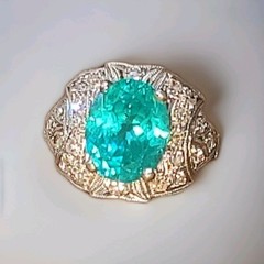Vintage Filigree Platinum Engagement Ring 4.10ct. Blue Neon Tourmaline Oval Cut
