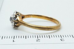 ANTIQUE ENGLISH EDWARDIAN 18K GOLD SAPPHIRE & DIAMOND CLUSTER RING c1910