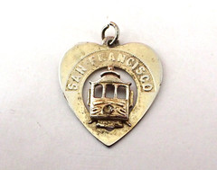 Vintage San Francisco Heart Charm w/Street Trolley or Streetcar Sasco Sterling