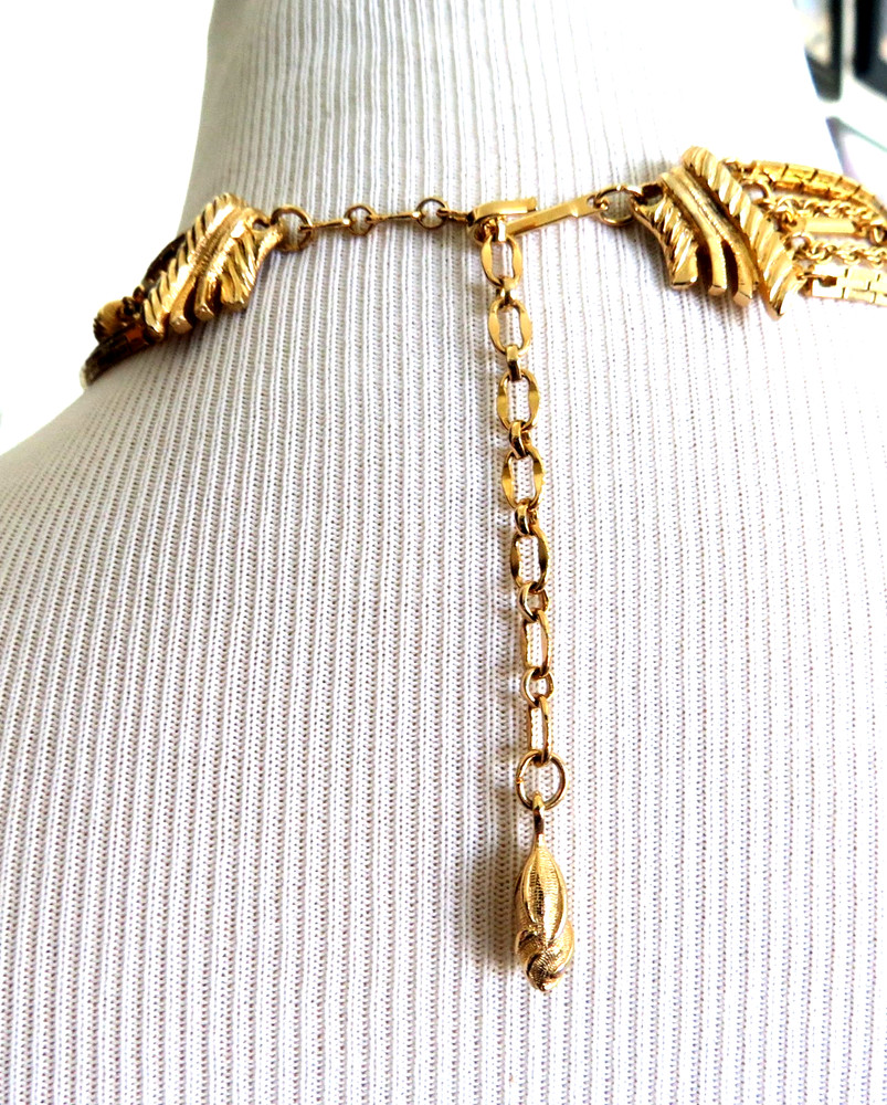 Vintage 1960s signed Francois choker gold tone 5 strand adjustable extender