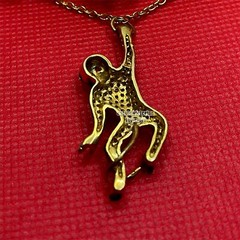 1.35ctw Rose Cut Diamond Ruby Silver Victorian Stunning Monkey Pendants Jewelry