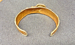 Copper Brass Victorian Revival Cuff Bracelet Floral Statement Vintage
