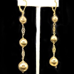 Vintage 3″ Gold Puffed Ball Drop Earrings | 1/20 14K Gold Filled | Handcrafted