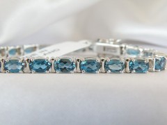 New Sterling Silver 925 Natural Heated London Blue Topaz Tennis Bracelet Fits 7″