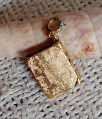 Vintage Christian Charm Cross Book Opens to Lord’s Prayer Gold Tone