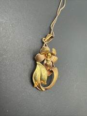 Vintage A&Z 12K GOLD FILLED Flower Pendant Necklace 18 INCH CHAIN 4.9g J57