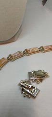 Vintage Coro Parure Set Cream & Gold Confetti Thermoset Lucite Jewelry