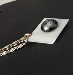 Germany Chain Hematite Geometrical Modern Asymmetrical Pendant Necklace 18″