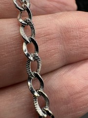 Vintage 7.25 Sterling Silver Textured Curb Link Chain Bracelet Estate 925