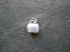 TINY Rose Flowers Cow Bell Vintage 800 Silver Guilloche Enamel Charm Pendant