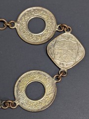 Vintage British India 1/2 Anna 1 Pice 7 Coin Bracelet