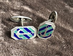 Antique silver 875 enamel cufflinks made in the USSR “Sea” Anchor
